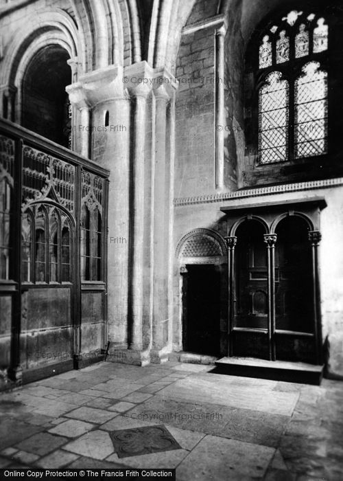 Photo of Peterborough, Cathedral, Ancient Stalls And Norman Doorway c.1930