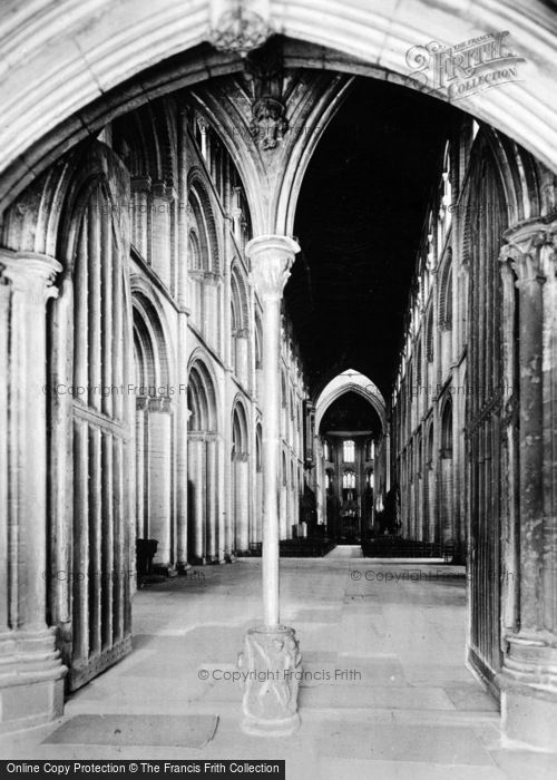 Photo of Peterborough, Cathedral, Long View From West Door c.1930