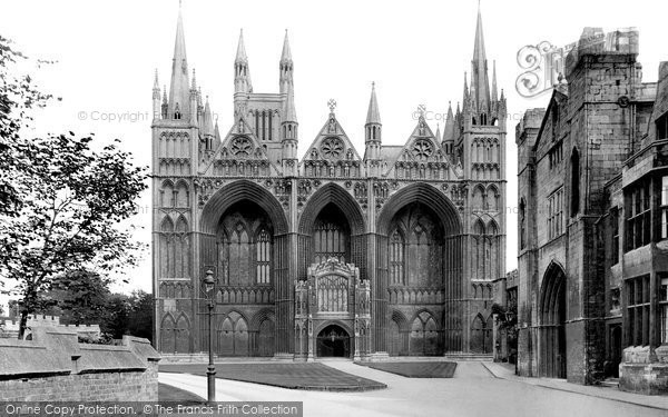 Photo of Peterborough, Cathedral, West Front And Bishop's Palace Gateway 1919