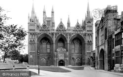 Cathedral, West Front And Bishop's Palace Gateway 1919, Peterborough