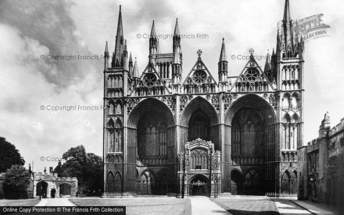 Photo of Peterborough, Cathedral, West Front And Dean's Gate c.1930