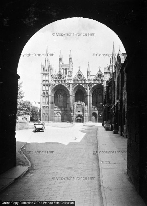 Photo of Peterborough, Cathedral, West Front From Outer Gate c.1930
