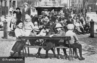 People Gathered By The Fountain 1919, Peterborough