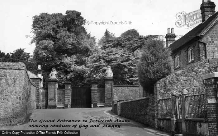 Photo of Petworth, Petworth House Grand Entrance, 'gog And Magog' c.1955