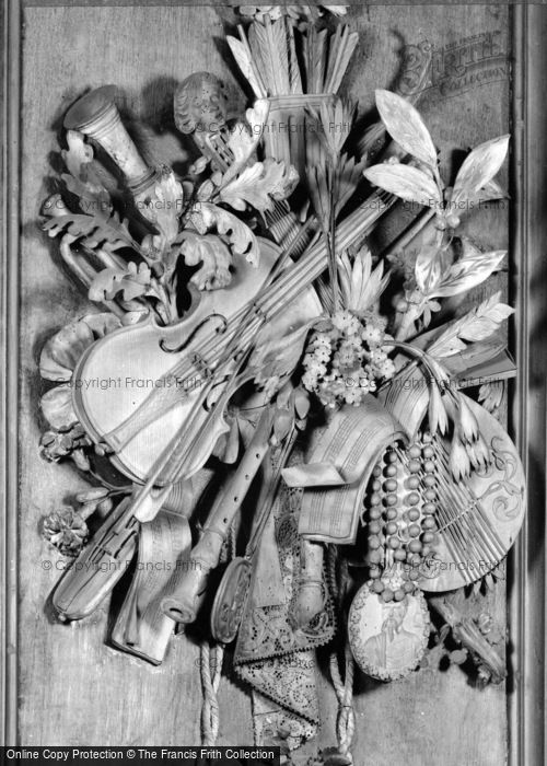 Photo of Petworth, Petworth House, Woodcarving Of Musical Instruments c.1960