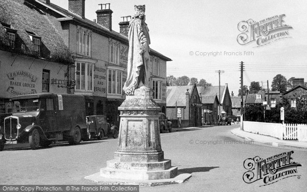 Photo of Pewsey, King Alfred Statue And Market Place c.1955