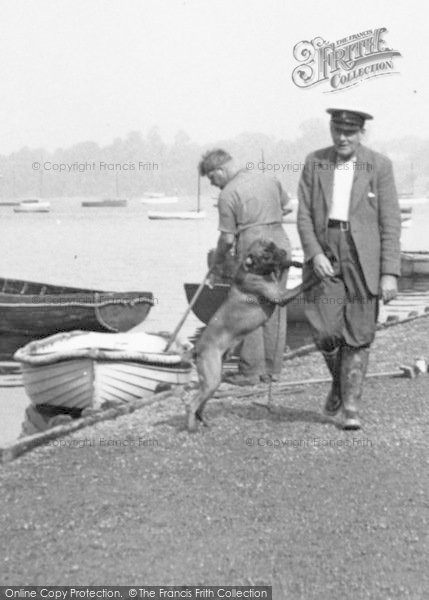 Photo of Pin Mill, Sailor And Dog c.1955