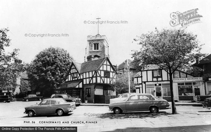 Photo of Pinner, Cornerways And Church c.1965