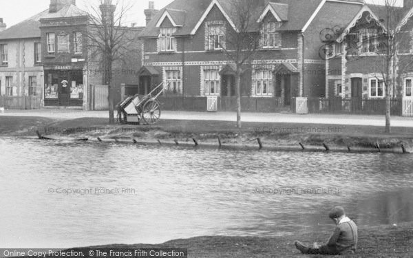 Photo of Pirbright, Boy Beside Village Pond 1908