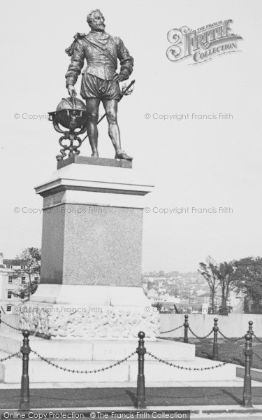 Photo of Plymouth, Sir Francis Drake's Statue c.1955
