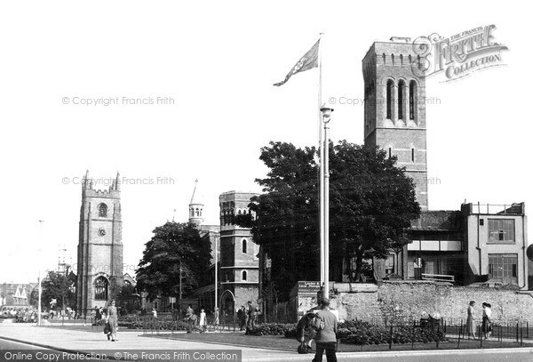 Photo of Plymouth, St Andrew's Church And The City Standard c.1950
