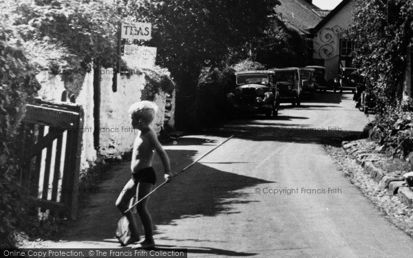 Photo of Polkerris, A Boy With Fishing Net c.1960