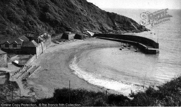 Photo of Polkerris, Breakwater And Beach c.1950