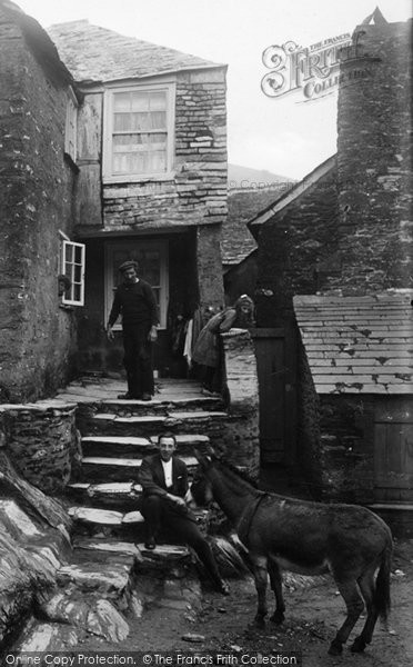 Photo of Polperro, A Donkey At The Old Smugglers Cottage 1924