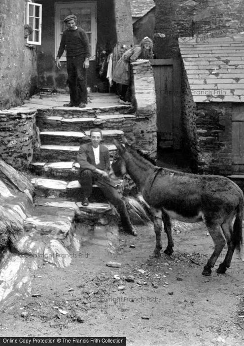 Photo of Polperro, A Donkey At The Old Smugglers Cottage 1924