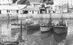 Fishing Boats In The Harbour c.1955, Polperro