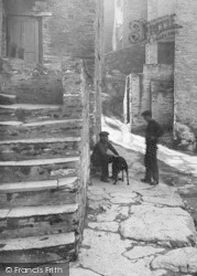 Lansallos Street, Men And A Dog 1924, Polperro