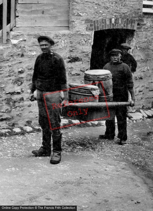 Photo of Polperro, Men Carrying Barrels 1924
