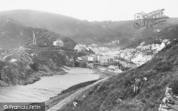 The Village And Harbour  From East Cliff 1924, Polperro