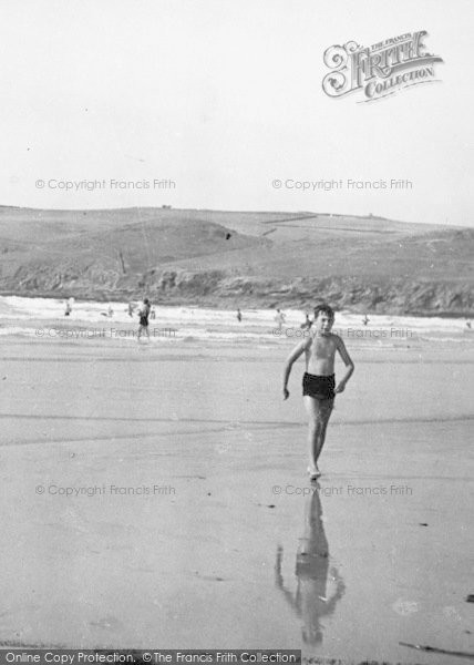 Photo of Polzeath, A Boy On The Beach c.1950