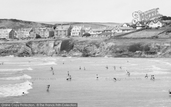Photo of Polzeath, Bathers In The Surf c.1960