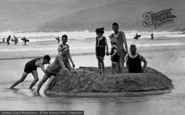 Photo of Polzeath, Building A Sandcastle 1925