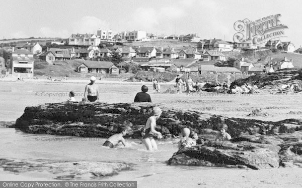Photo of Polzeath, Children Having Fun On The Beach c.1955