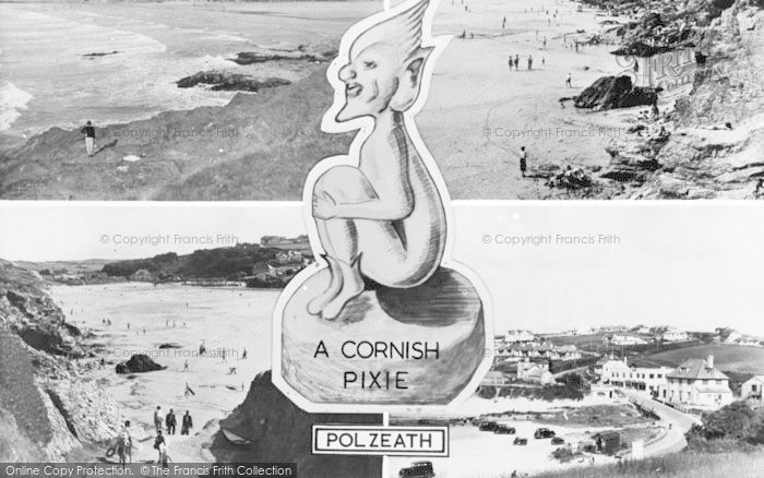 Photo of Polzeath, Composite With A Cornish Pixie c.1955