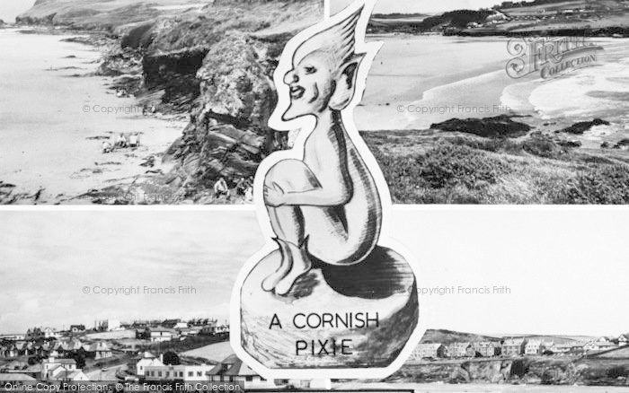 Photo of Polzeath, Composite With A Cornish Pixie c.1960