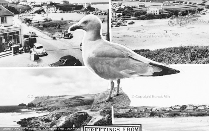 Photo of Polzeath, Composite With A Seagull c.1960