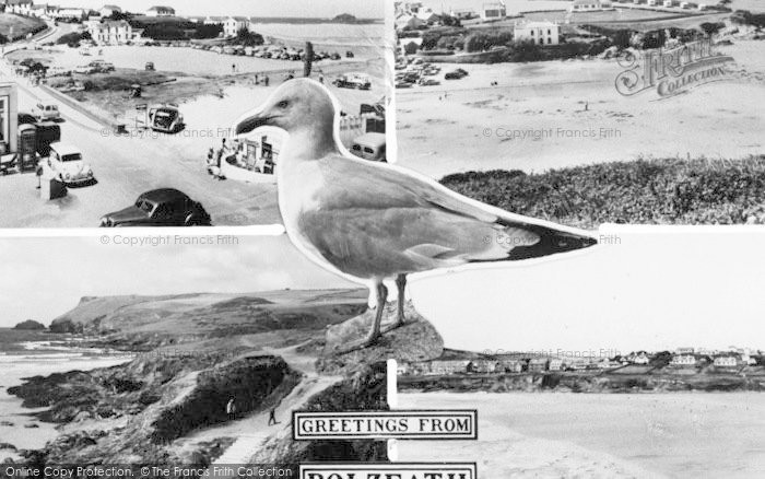 Photo of Polzeath, Composite With A Seagull c.1960