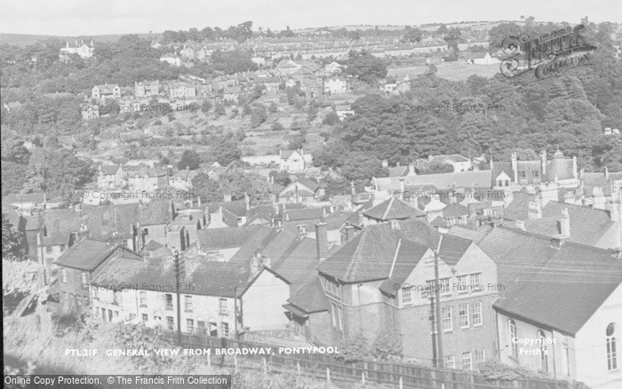 Photo of Pontypool, General View From Broadway c.1955