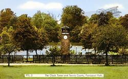 Park, The Clock And Tennis Courts c.1955, Pontypool