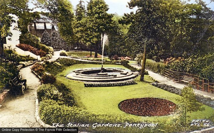 Photo of Pontypool, The Italian Gardens c.1960