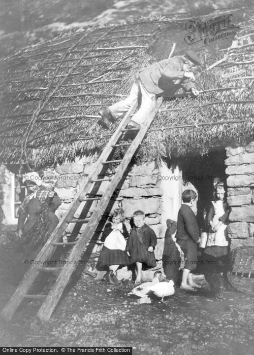 Photo of Poolewe, Repairing The Thatch c.1890