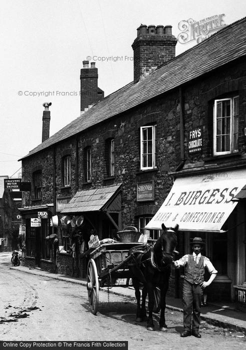 Photo of Porlock, Shops, Horse And Cart In High Street 1919