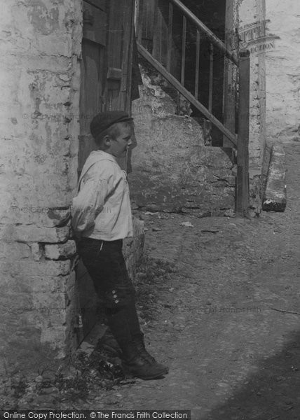 Photo of Port Isaac, Boy In Dolphin Street 1906