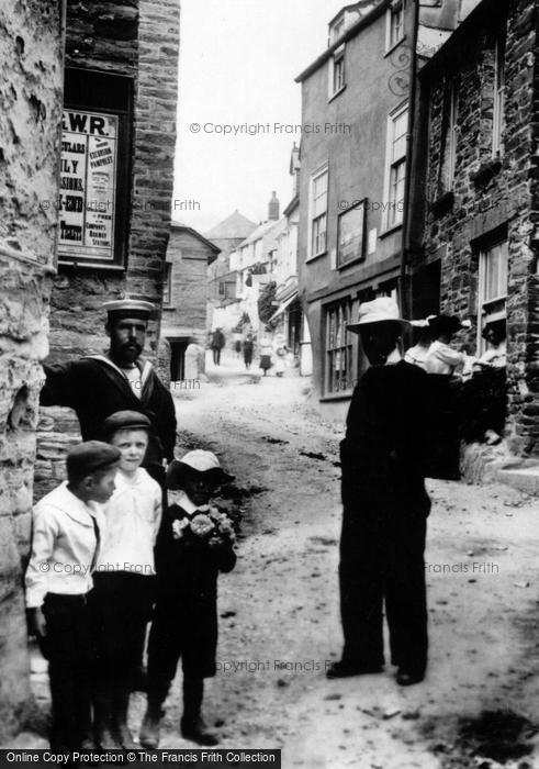 Photo of Port Isaac, Men And Boys, Fore Street 1906