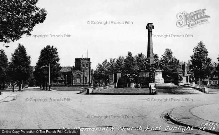 Photo of Port Sunlight, The Memorial And Church c.1955