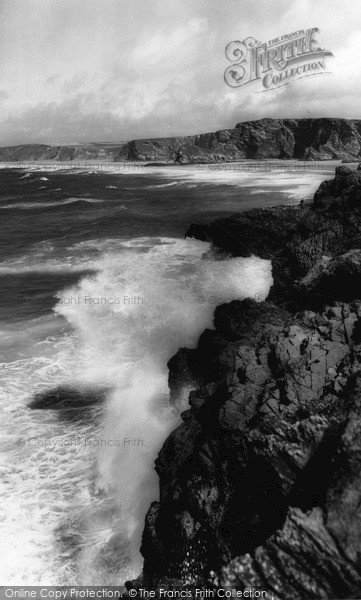 Photo of Porth, Rough Sea c.1965