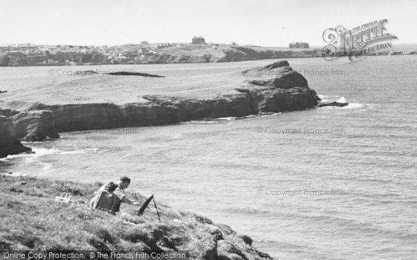 Photo of Porth, Trevelgue Head, An Artist Painting c.1960