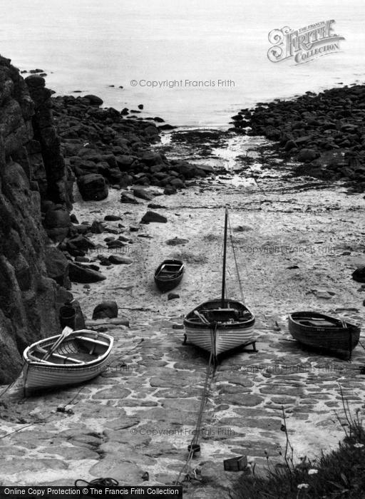 Photo of Porthcurno, Boats In Porthgwarra Cove c.1955