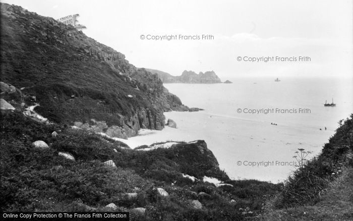 Photo of Porthcurno, Showing Castle Treen And Logan Rock 1928