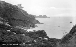 Showing Castle Treen And Logan Rock 1928, Porthcurno