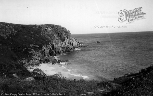 Photo of Porthcurno, The Beach Porthchapel c.1955