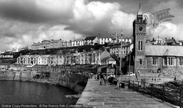 Photo of Porthleven, Bay Terrace And The Clock Tower c.1955