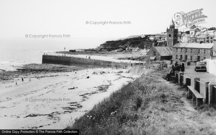 Photo of Porthleven, The Beach And Harbour Entrance c.1955