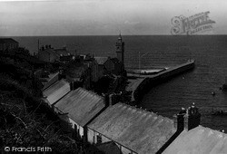 The Breakwater And Clock Tower c.1955, Porthleven