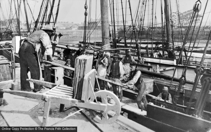 Photo of Porthmadog, Loading Slate At Greaves Wharf c.1890