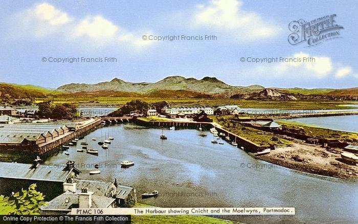 Photo of Porthmadog, The Harbour Showing Cnicht And The Moelwyns c.1955